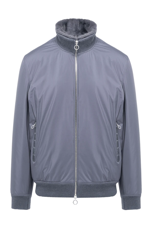 Men's bomber jacket made of silky nylon with a natural mink fur lining - photo 1