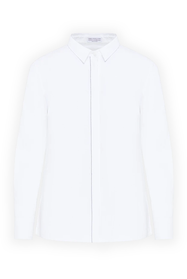 Brunello Cucinelli ақ түсті, тіке кесілген әйелдерге арналған түймелі жейде 194162 - фото 1