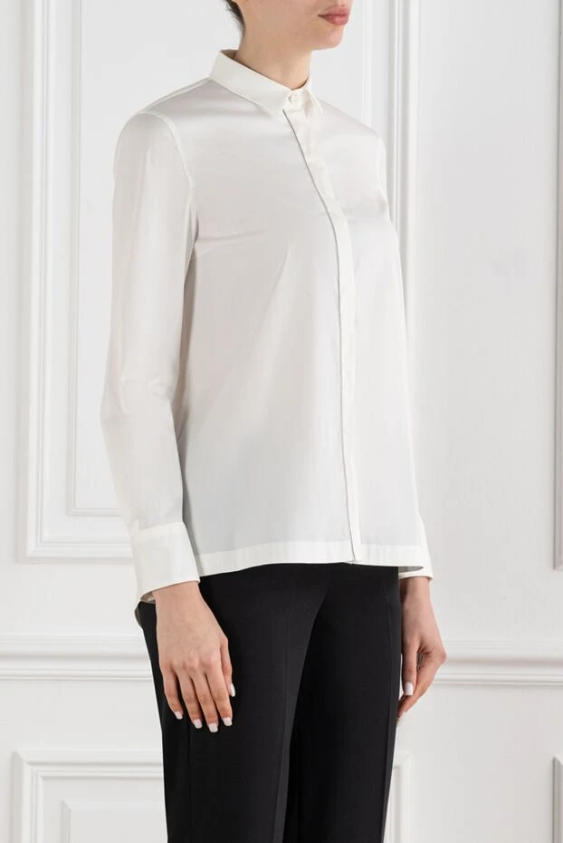 Brunello Cucinelli ақ түсті, тіке кесілген әйелдерге арналған түймелі жейде 194162 - фото 3