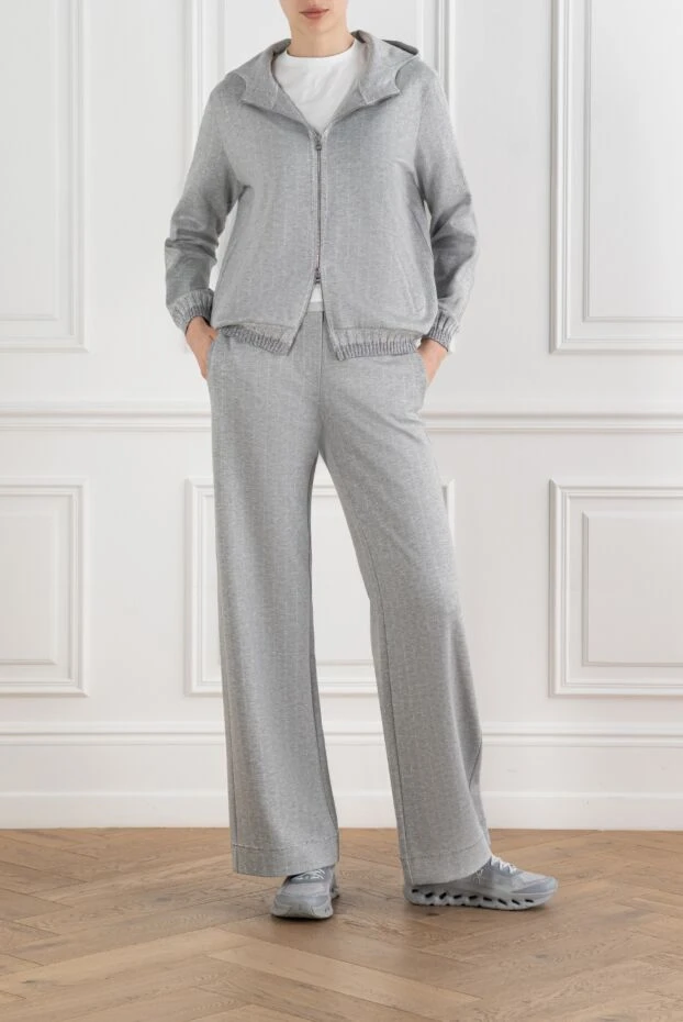 D.Exterior women's gray knitted zip-up hoodie suit with trousers 194207 - photo 2