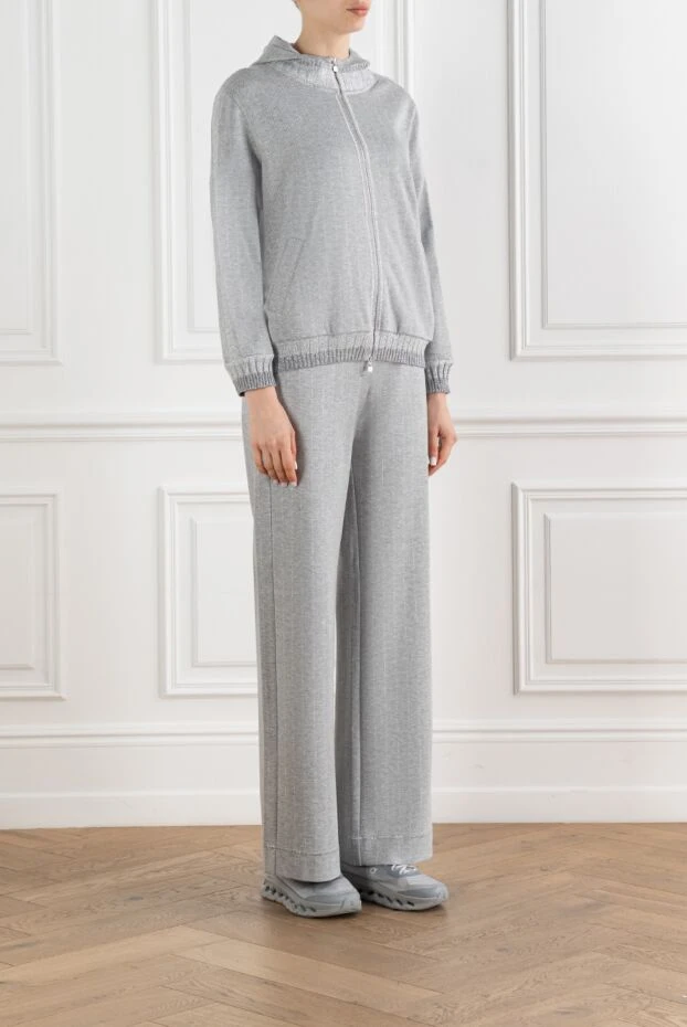D.Exterior women's gray knitted zip-up hoodie suit with trousers 194207 - photo 3
