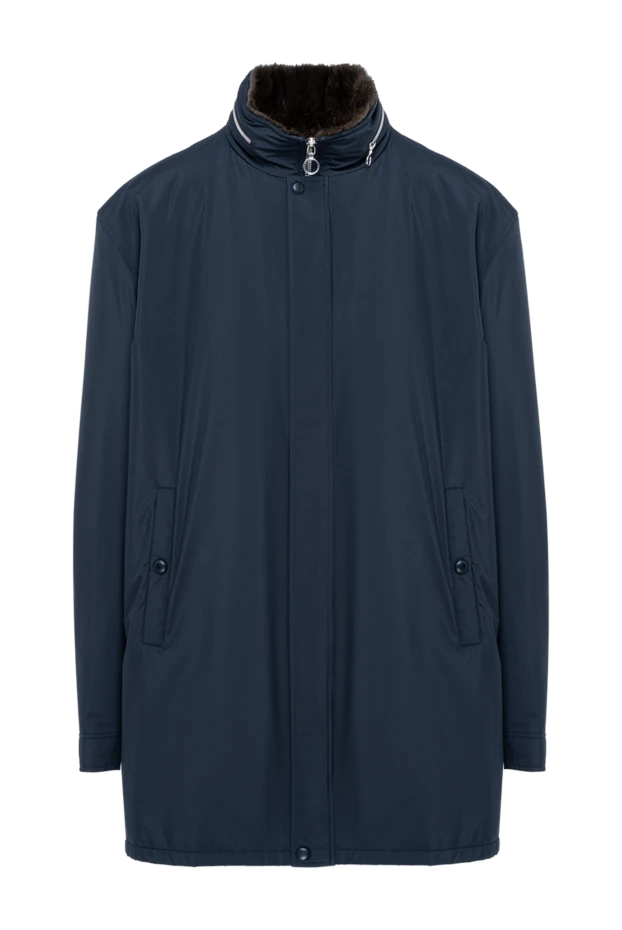 Dark blue parka jacket with fur collar - photo 1