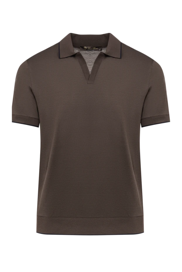 Loro Piana коричневое трикотажное поло с контрастным кантом на воротнике 194246 - фото 1