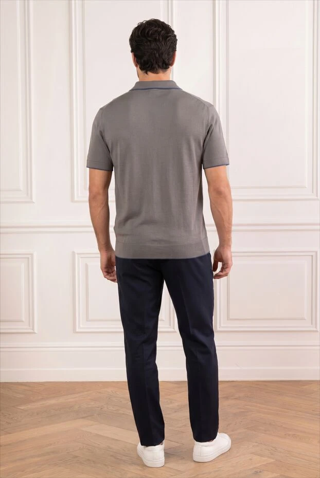 Loro Piana коричневое трикотажное поло с контрастным кантом на воротнике 194246 - фото 2
