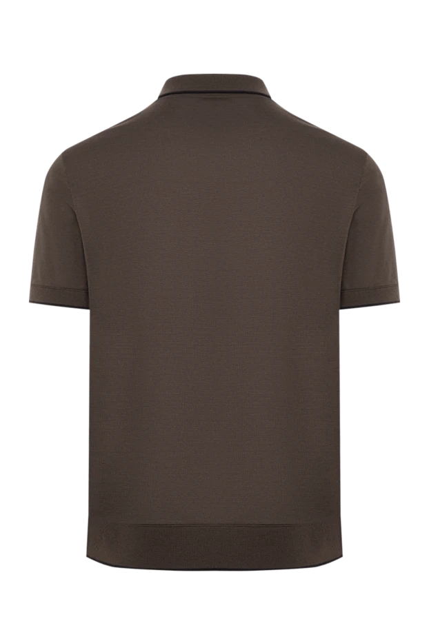 Loro Piana коричневое трикотажное поло с контрастным кантом на воротнике 194246 - фото 3