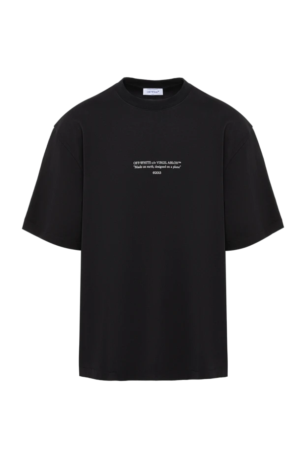 Off-White қолтаңбалық дәйексөздері бар қара түсті үлкен футболка 194251 - фото 1