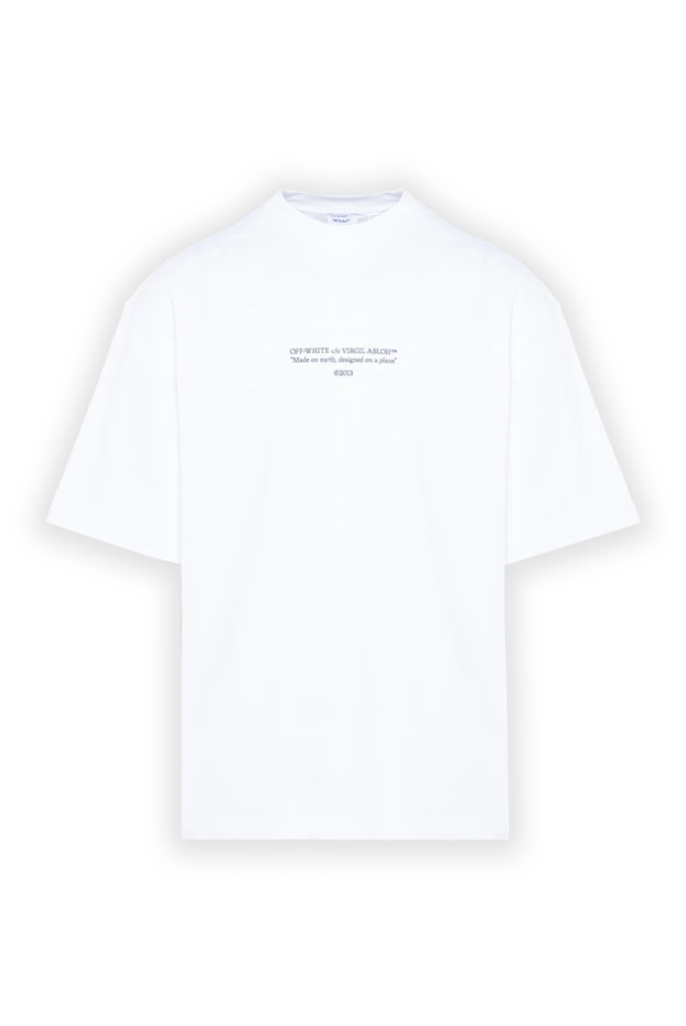 Off-White ерлерге арналған ақ мақтадан жасалған, мәтін басылған футболка 194252 - фото 1