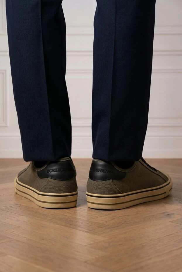 Dolce & Gabbana men's sneakers made of durable khaki fabric with leather details 194258 - photo 2