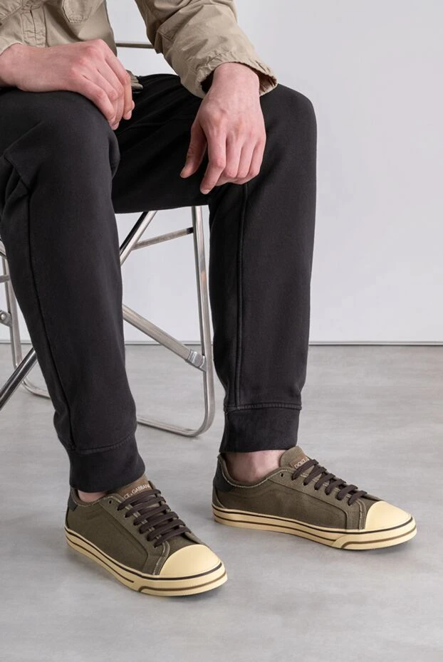 Dolce & Gabbana men's sneakers made of durable khaki fabric with leather details 194258 - photo 3