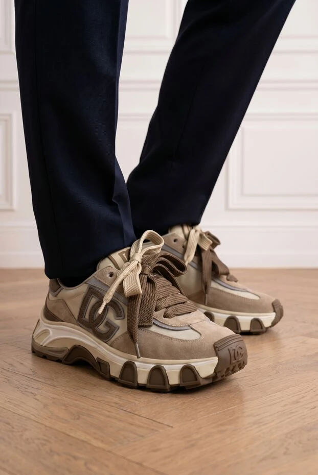 Dolce & Gabbana dg country road sneakers in nylon and calfskin in beige 194259 - photo 1