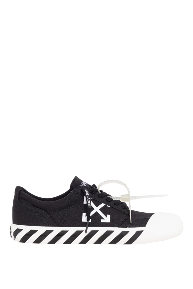 Off-White қара түсті ерлерге арналған, өзіндік диагональды жолақтары бар вулканизацияланған астыңғы сызығы бар кроссовкалар 194266 - фото 1