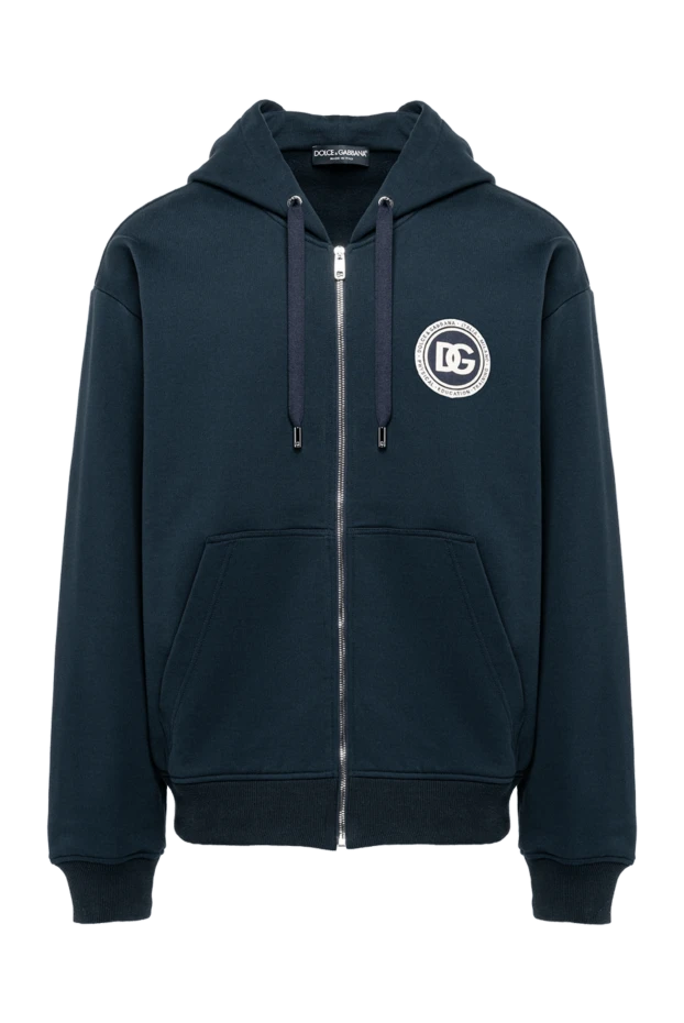 Dark blue zip-up sweatshirt with a round patch - photo 1