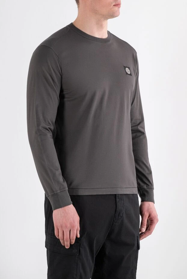 Stone Island миниатюралық тігілген жамауы бар қою сұр түсті ұзын жеңді жейде 194271 - фото 3