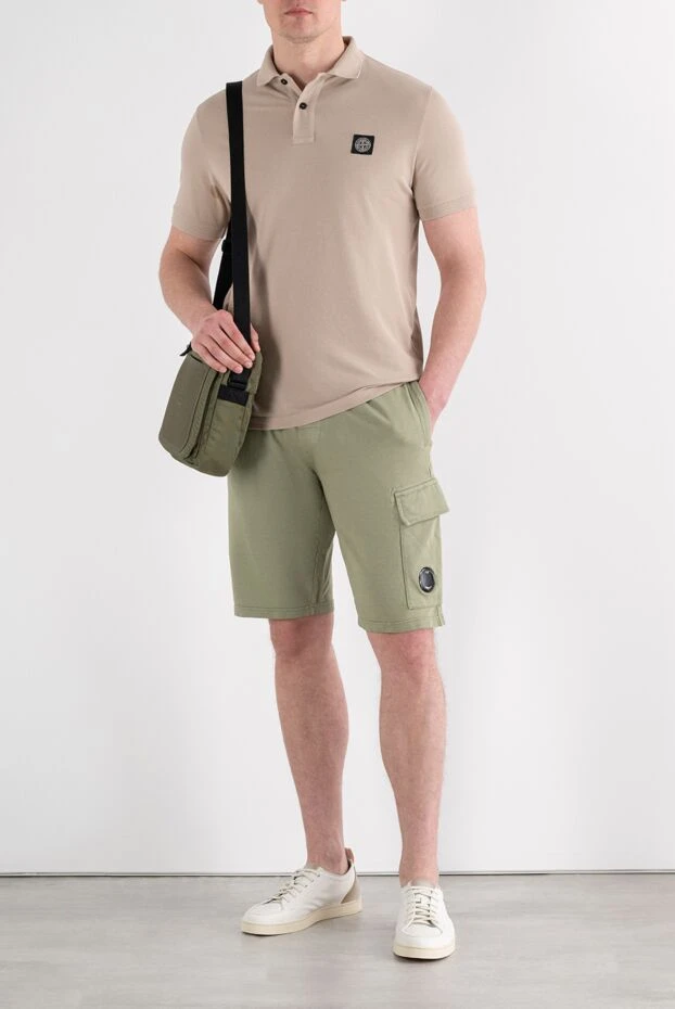 Stone Island compass патчы бар бежевый түсті қысқа жеңді поло жейдесі 194272 - фото 3