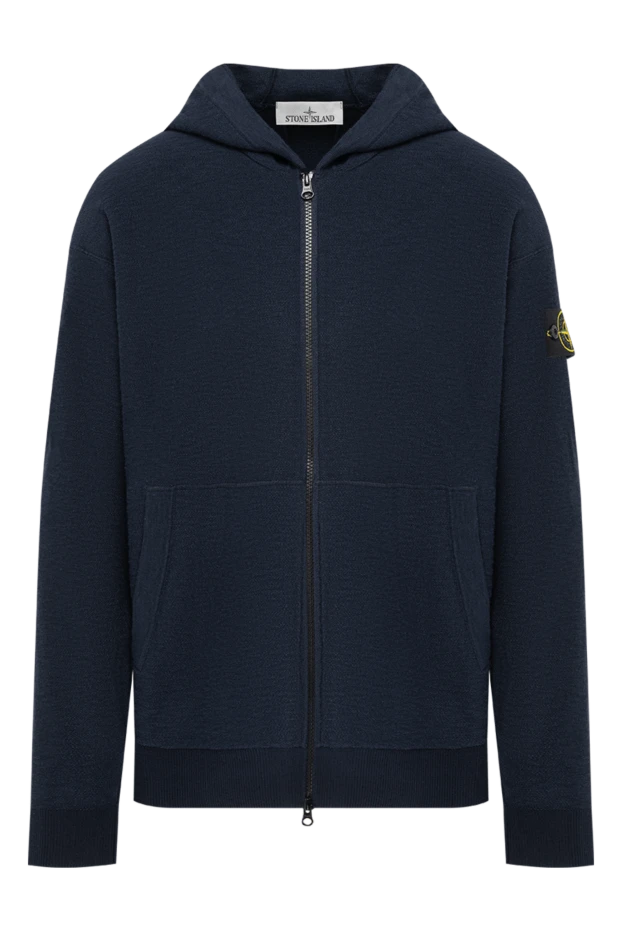 Loose-fitting blue zip-up hooded sweatshirt with dropped shoulders - photo 1