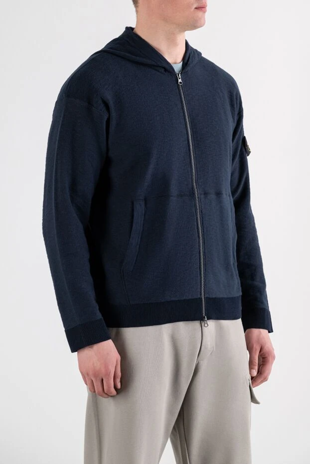 Stone Island loose-fitting blue zip-up hooded sweatshirt with dropped shoulders 194276 - photo 3