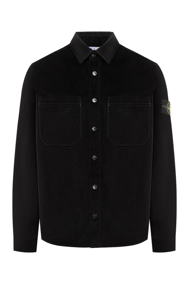 Stone Island кеудеге арналған қалталары бар тік кесілген мақтадан жасалған микрокордюр көйлек-куртка 194279 - фото 1
