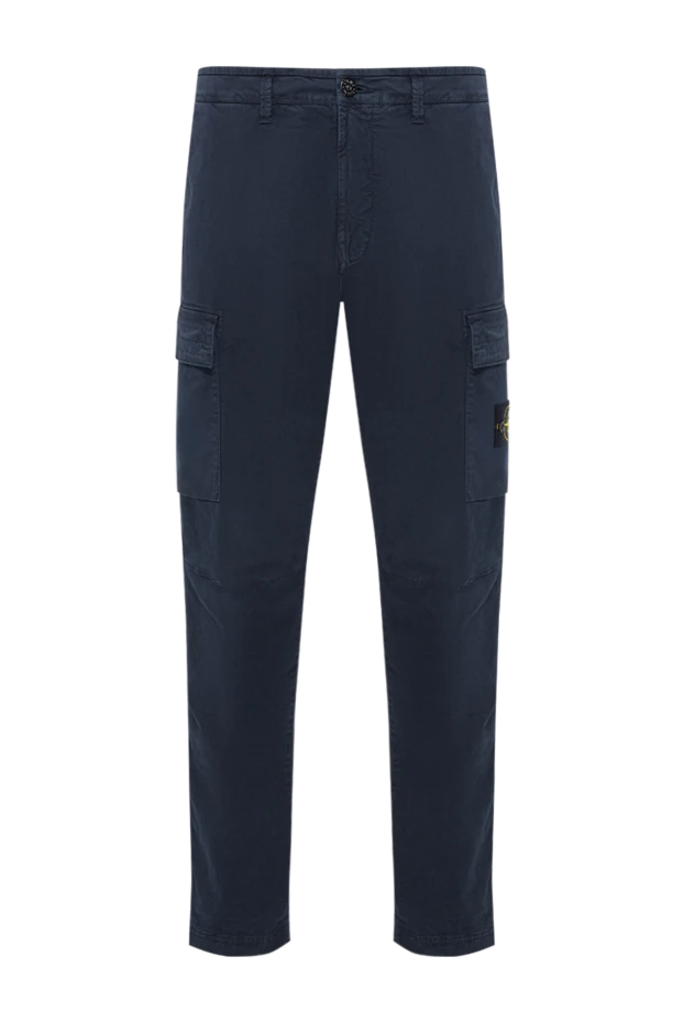 Navy blue men's cargo pants with side patch pockets - photo 1