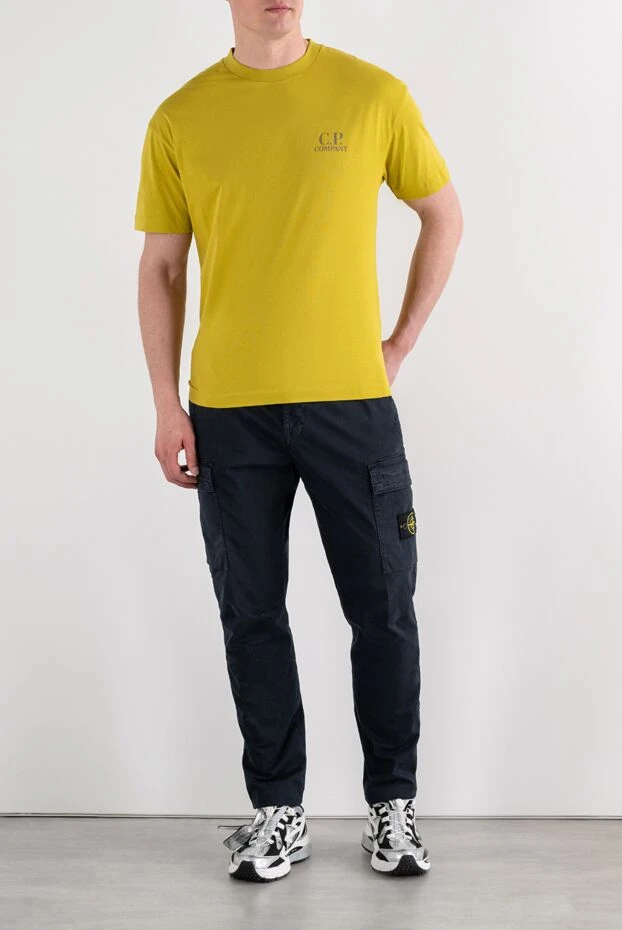 Navy blue men's cargo pants with side patch pockets - photo 2