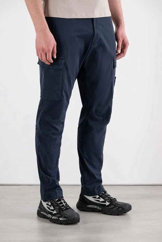 Stone Island men's tapered cargo pants made of thick cotton jersey 194281 - photo 3
