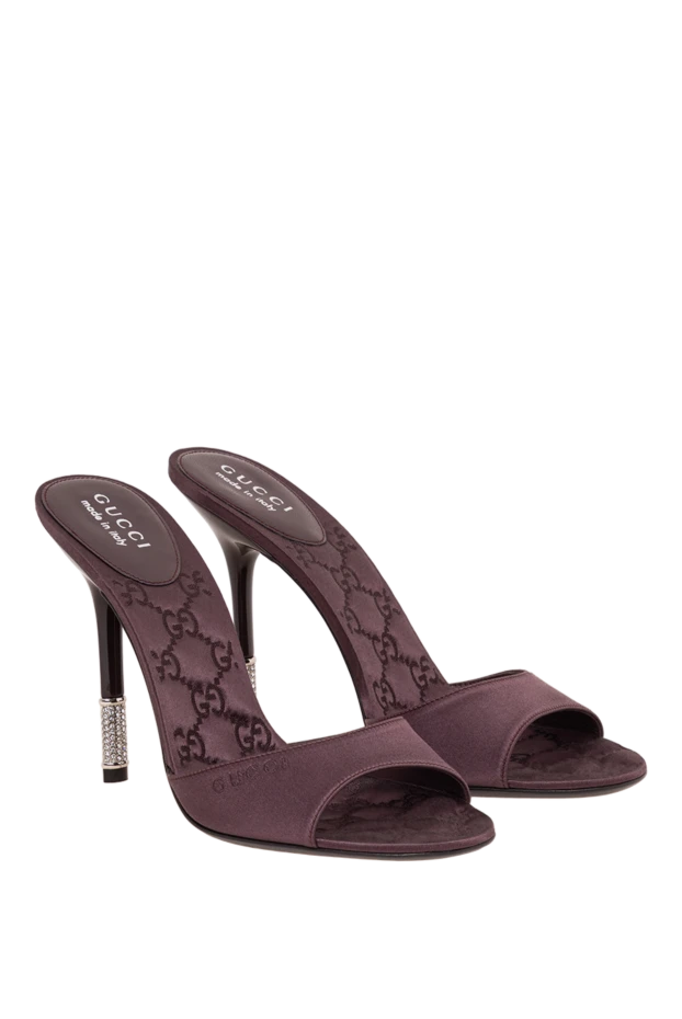 Gucci сатиновые босоножки с монограммой и инкрустированной шпилькой 194288 - фото 3