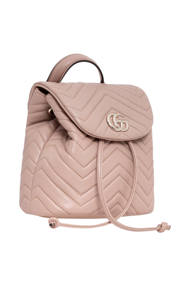 Gucci небольшой рюкзак gg marmont из кожи наппа розово-бежевого цвета 194293 - фото 3