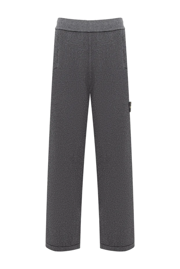 Gray textured knit straight-leg trousers - photo 1