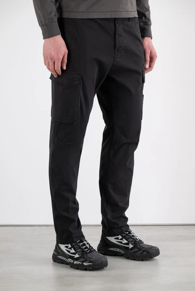 Stone Island брюки-карго из эластичного хлопкового твила черного цвета 194296 - фото 3