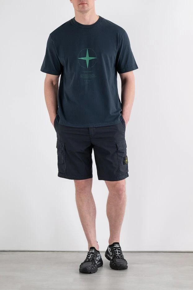 Stone Island темно-синяя футболка с фирменной графической эмблемой 194297 - фото 3