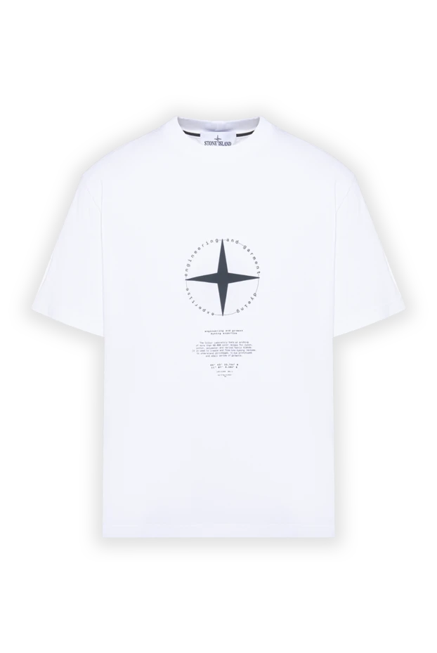 Stone Island white t-shirt with branded graphic emblem 194303 - photo 1