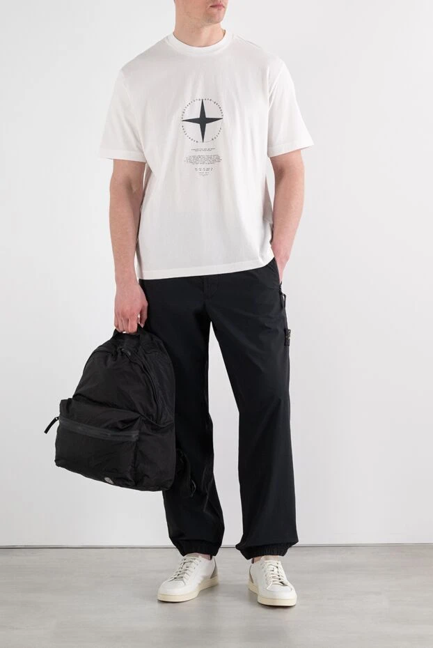 Stone Island белая футболка с фирменной графической эмблемой 194303 - фото 3