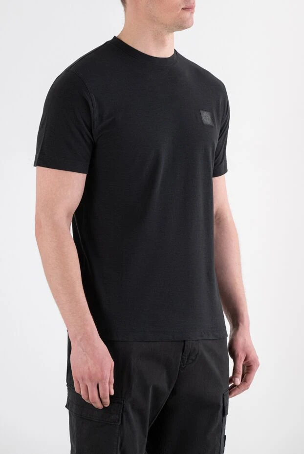 Stone Island черная облегающая футболка с нашивкой «compass» в тон 194304 - фото 3