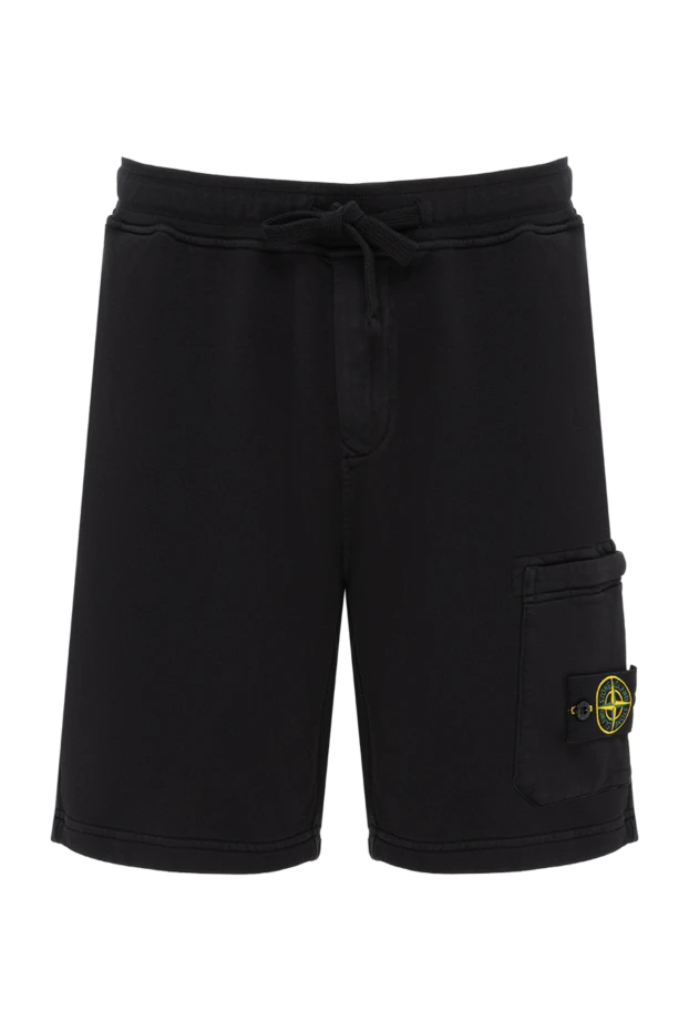 Stone Island черные хлопковые трикотажные шорты с карманом-карго 194306 - фото 1