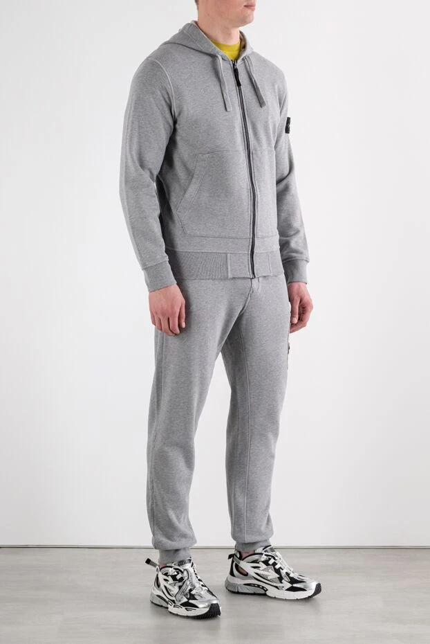 Stone Island көлемді капюшоны бар сұр мақтадан жасалған жүннен жасалған спорттық костюм 194307 - фото 3
