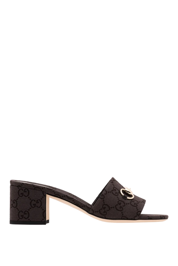 Gucci женские коричневые сандалии-шлепанцы с пряжкой horsebit 194309 - фото 1