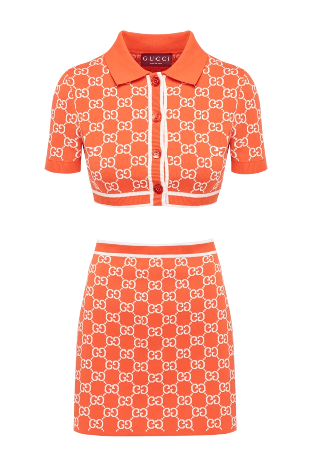 Gucci трикотажный костюм в оранжевом цвете с узором в виде монограммы gg 194322 - фото 1