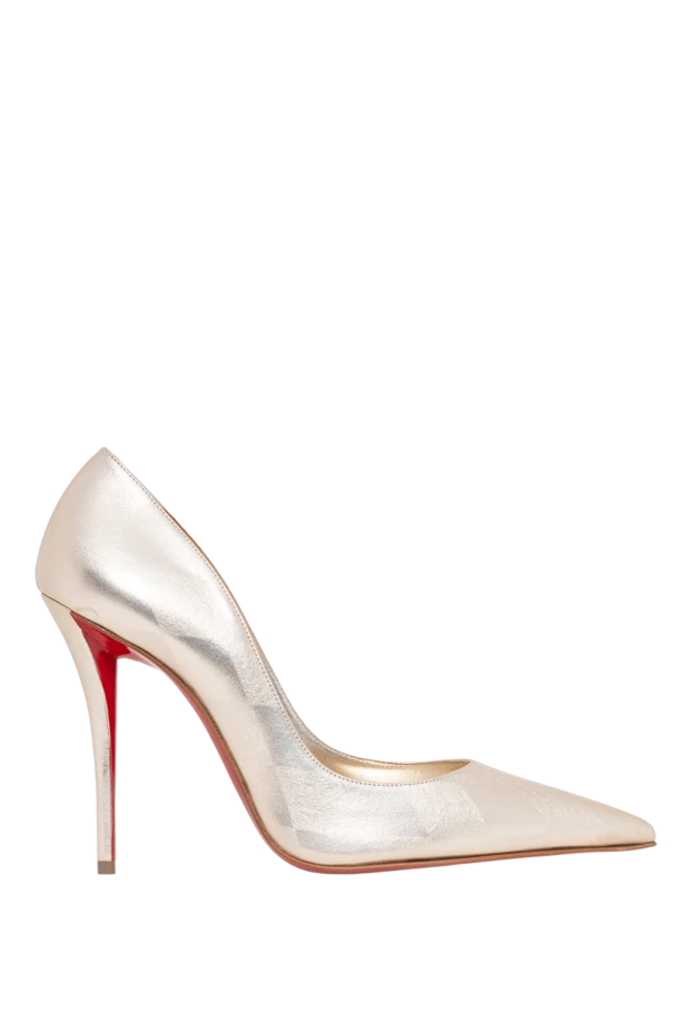 Christian Louboutin босоножки miss z из ламинированной овечьей кожи наппа золотистого цвета 194328 - фото 1