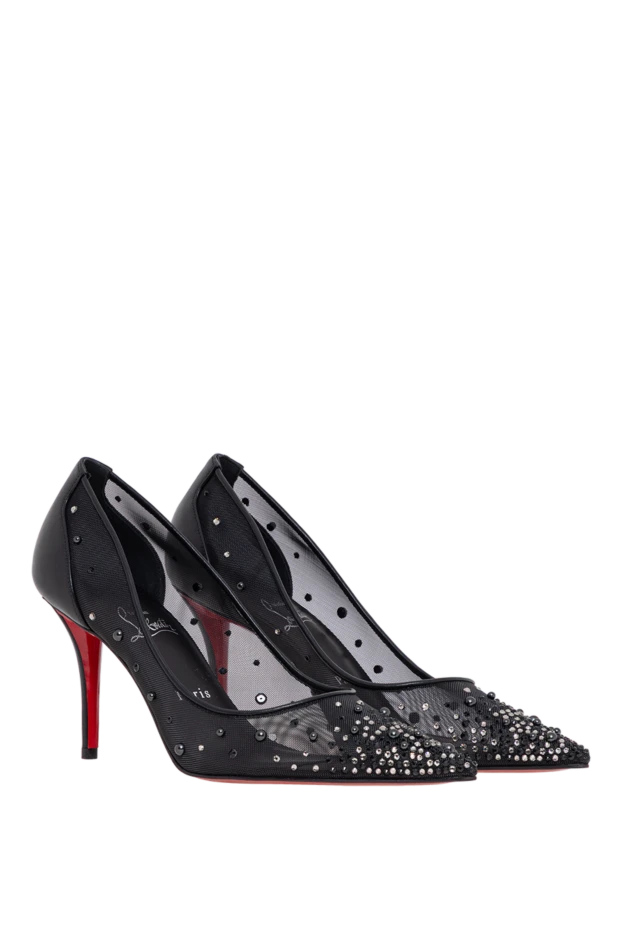 Christian Louboutin туфли-лодочки miss z черные из сетки и кожа наппа украшенные стразами и жемчугом 194370 - фото 3