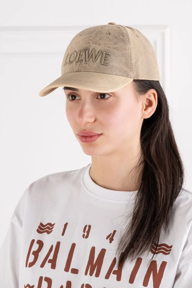 Loewe beige denim cap with contrast stitching and logo embroidery 194376 - photo 2