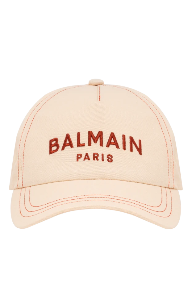 Balmain хлопковая кепка с вышивкой и изогнутым козырьком песочного цвета 194388 - фото 1