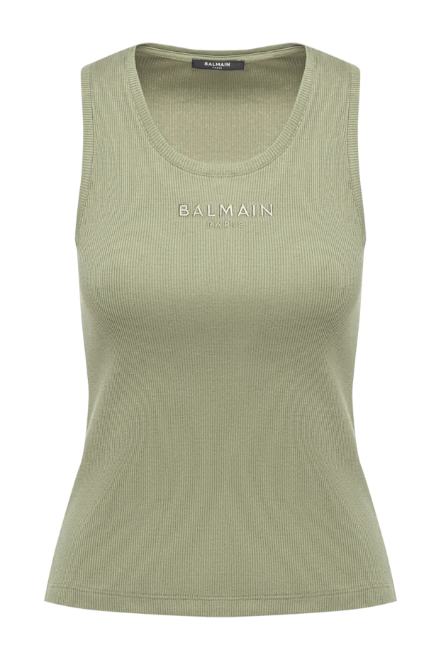 Balmain women's olive ribbed knit tank top 194402 - photo 1