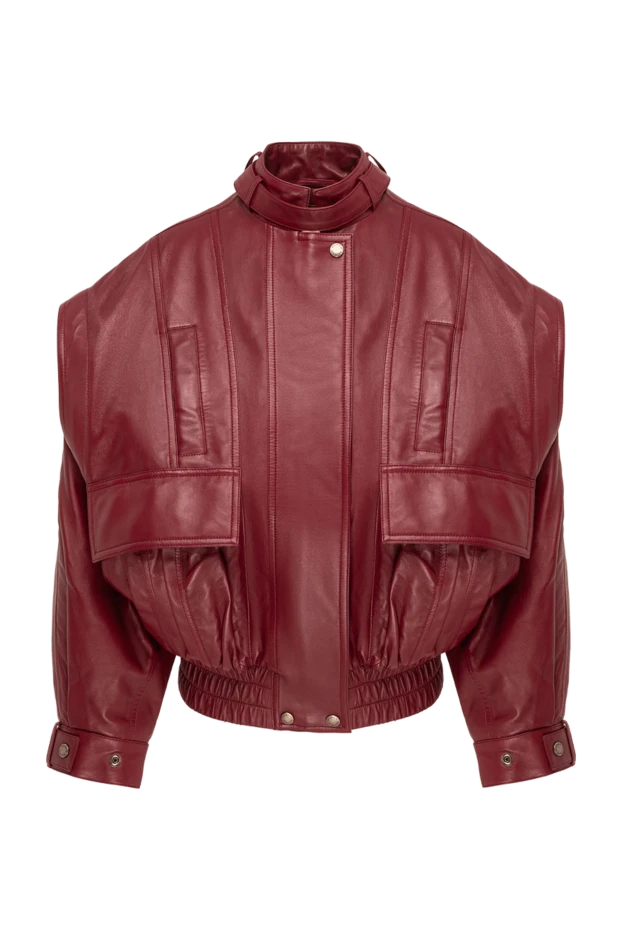 Balmain burgundy oversized leather bomber jacket with accent shoulders 194412 - photo 1