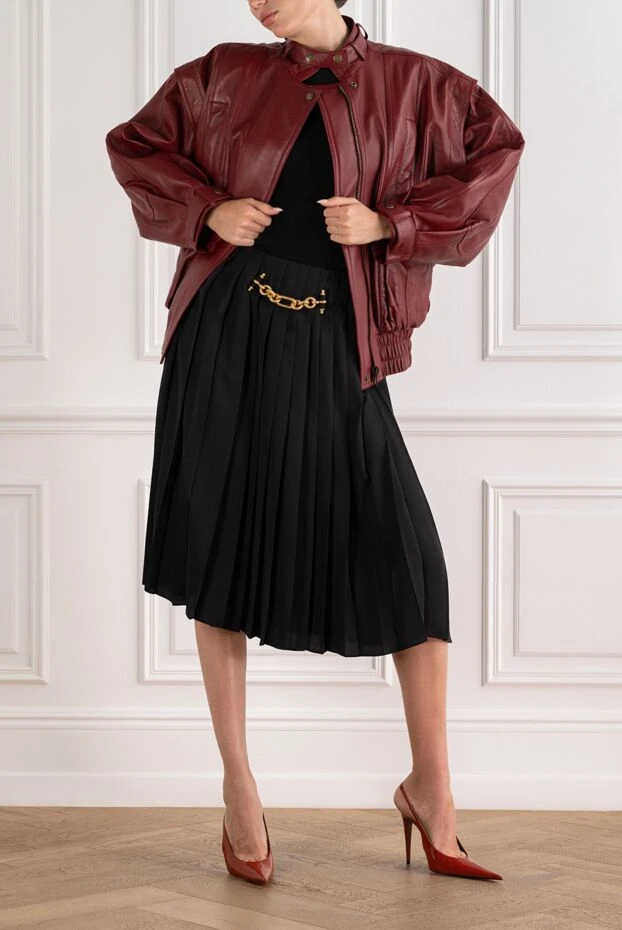 Balmain burgundy oversized leather bomber jacket with accent shoulders 194412 - photo 2