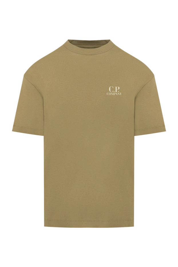 C.P. Company хлопковая оверсайз футболка оттенка хаки с логотипом 194435 - фото 1