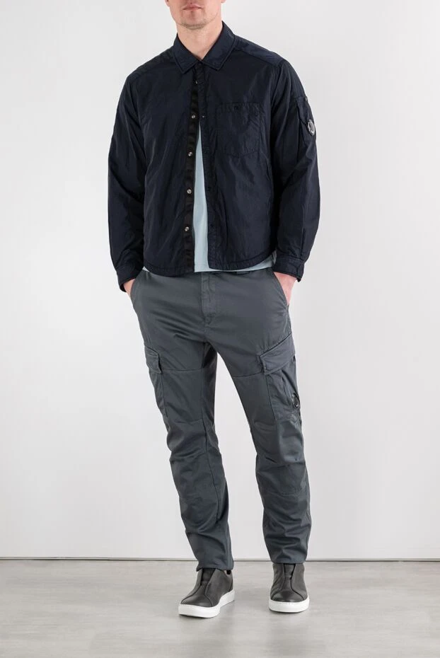 Dark blue overshot jacket with a mixed texture - photo 2