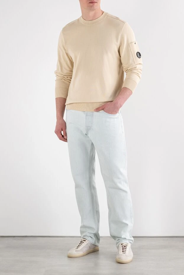 Men's sand-colored sweatshirt with a signature lens on the left sleeve - photo 2