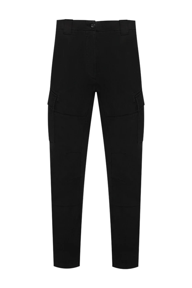 Men's tapered cargo pants in black cotton twill - photo 1