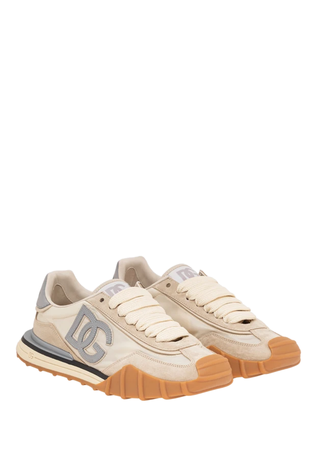Dolce & Gabbana текстильные кроссовки dg athletic бежевого цвета 194499 - фото 3