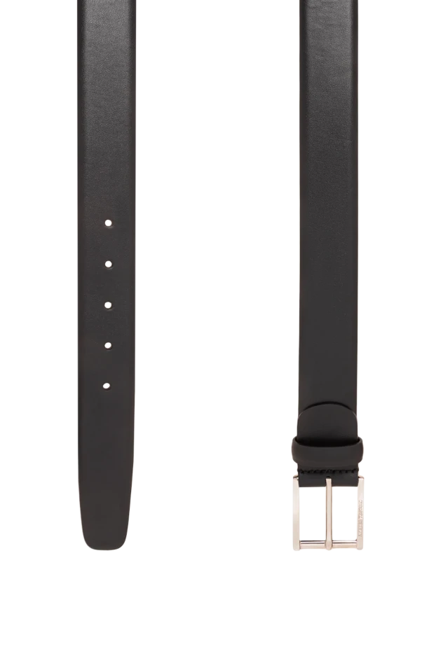 A.Testoni matte black belt with a simple design and a laconic metal buckle 194501 - photo 3