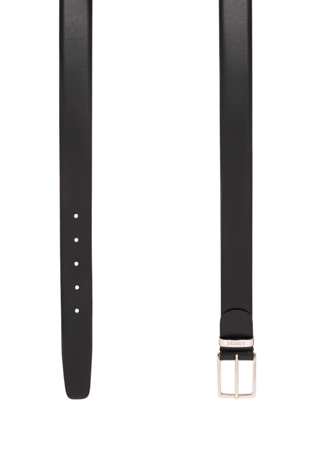 A.Testoni black leather belt with a simple rectangular buckle with rounded corners 194505 - photo 3